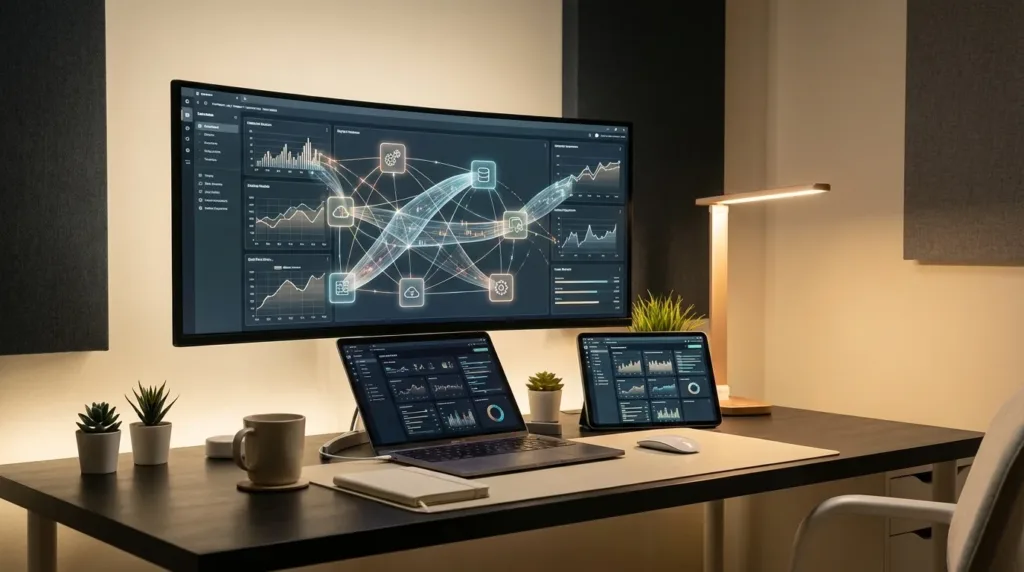 Schéma d'intégration ERP avec connexions entre systèmes